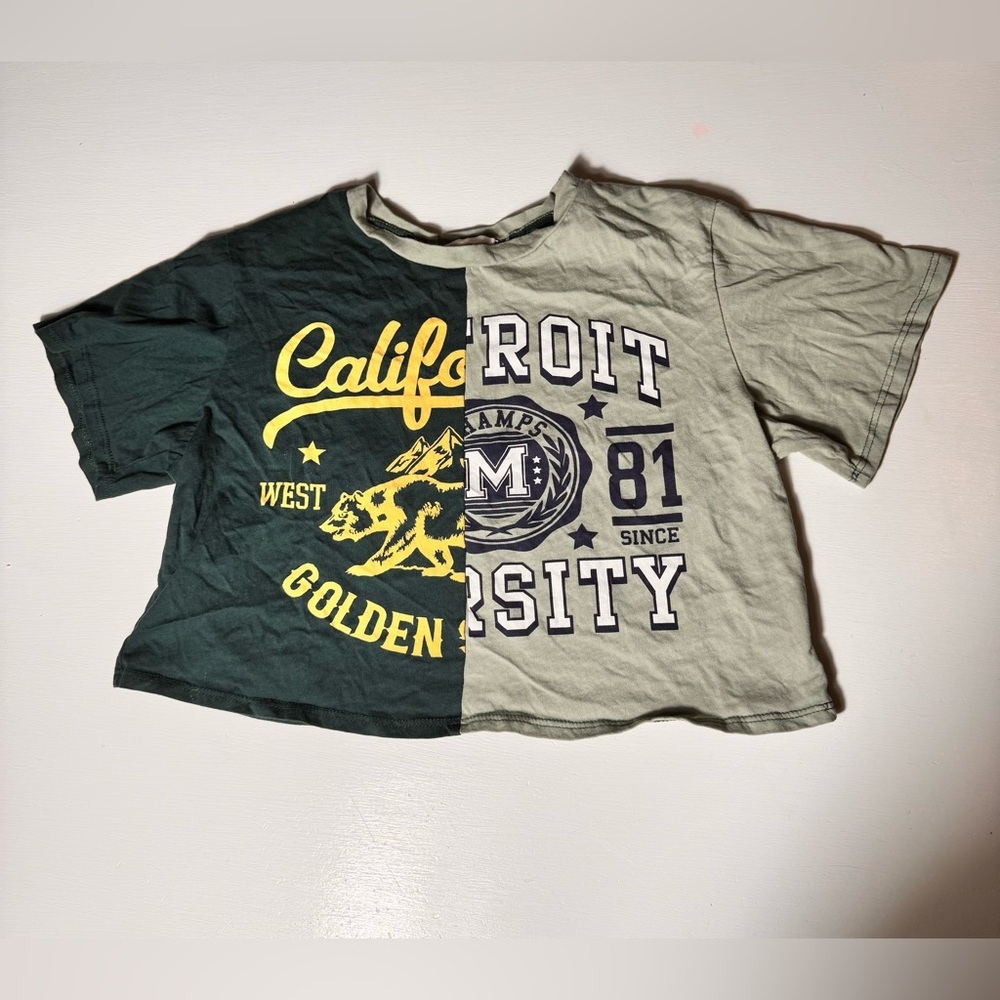 American Rebel Crop top Califor‎ roti Two Colors Sz s 2 Tone Design